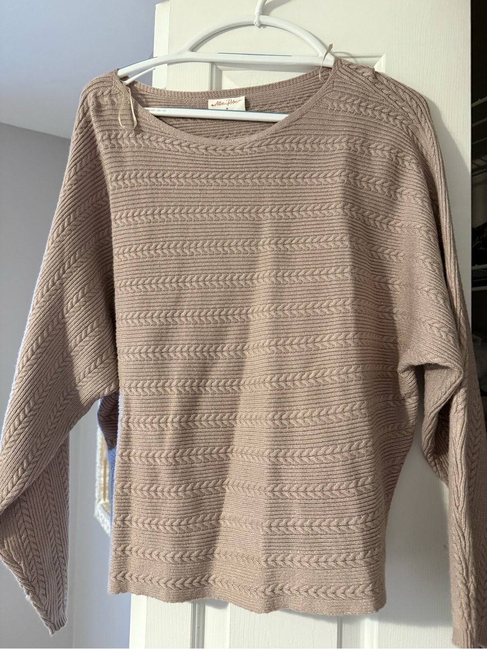 Maeve Women's Taupe Crewneck Textured Knit Sweater